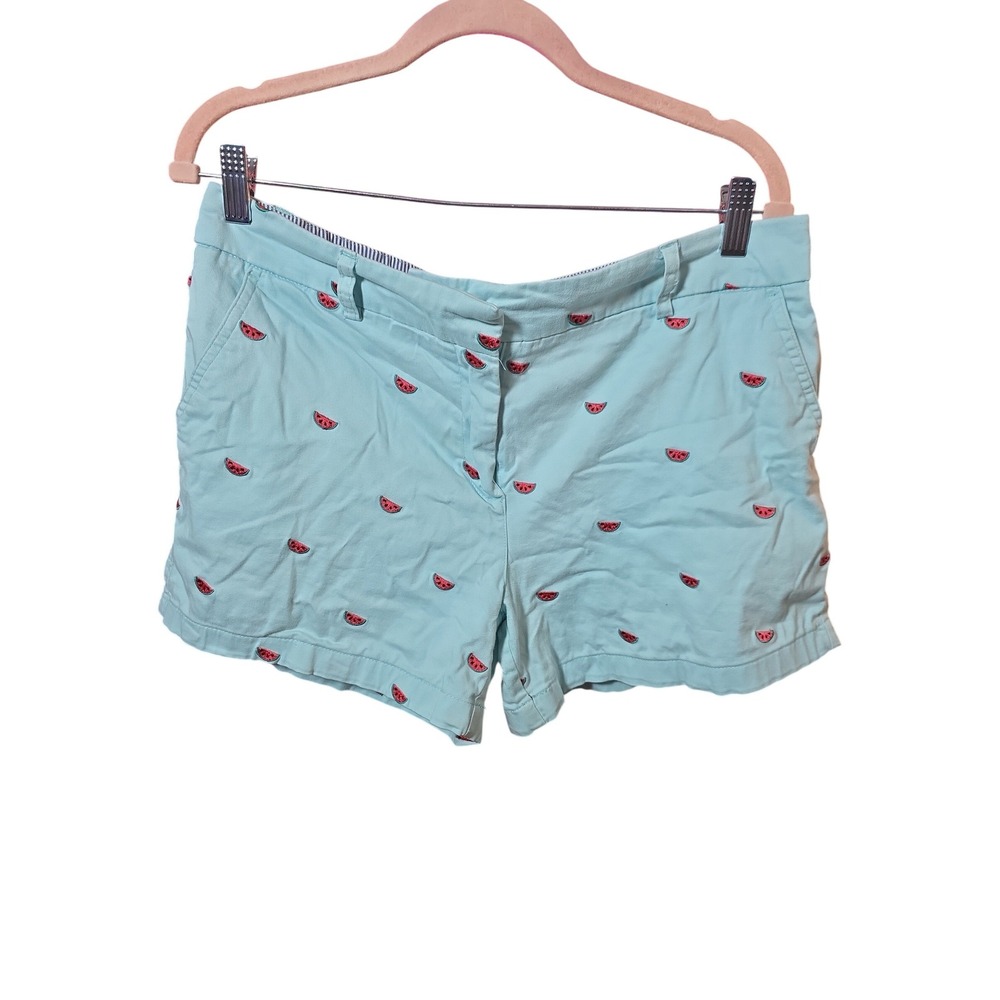 Cambridge Dry Goods Watermelon Embroidered Shorts Blue High Rise Womens Size 10 - Picture 2 of 7